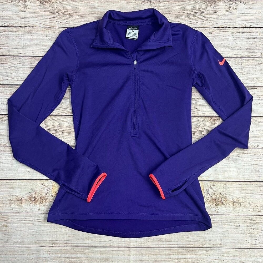 Nike Pro Dri-FIT Pullover Women's Small Purple Quarter Zip Thumbhole